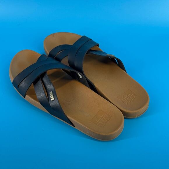 Reef Criss Cross Slide Sandals Womens 11 Black Beach Casual Minimalist - Picture 8 of 11